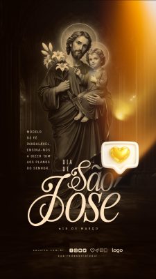 Dia de São José 19 de Março Modelo de Fé Banner PSD Editável