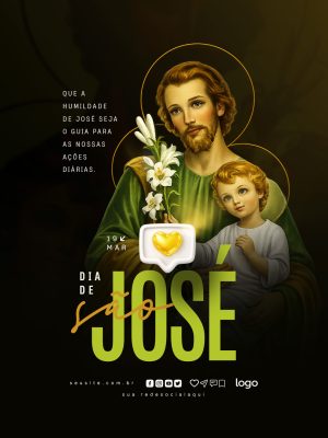 Dia de São José 19 Março Post Social Humildade PSD Editável