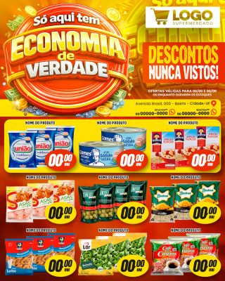 Supermercado Economia de Verdade Descontos Nunca Vistos PSD Editável