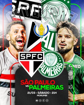 Futebol São Paulo vs Palmeiras Choque Rei Banner do Clássico PSD Editável