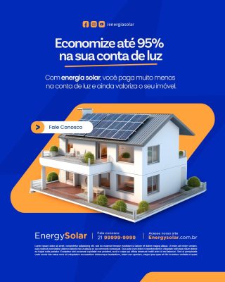 Energia Solar Economize Até 95% da Conta de Luz PSD Editável