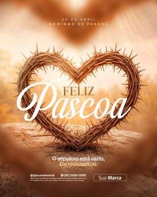 Páscoa Feliz Pascoa Coroa Espinhos 05 Abril PSD Editável