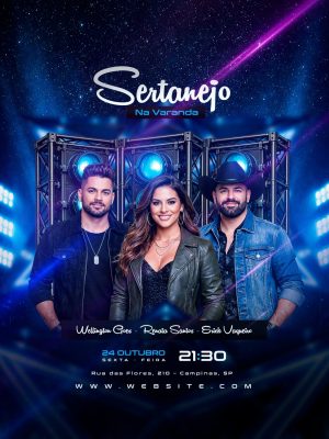 Sertanejo Na Varanda Show Wellington Renata Erick Flyer PSD Editável