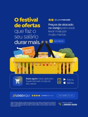 Supermercado O Festival de Ofertas Que Faz o Seu Salário Dura Mais PSD Editável