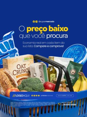 Supermercado O Preço Baixo Que Você Procura PSD Editável