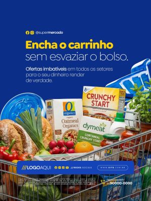 Supermercado Encha o Carrinho Sem Esvaziar o Bolso PSD Editável
