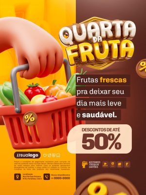 Frutas Frescas Pra Deixar Seu Dia Mais Leve e Saudável Quarta da Fruta PSD Editável