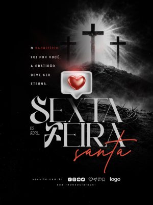 Sexta-feira Santa 03 Abril Sacrifício Eterno Post Religioso PSD Editável