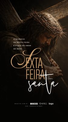 Sexta-Feira Santa O Silêncio é o Eco do Amor Poster PSD Editável