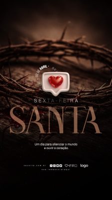 Sexta-feira Santa 03 de Abril Dia para Silenciar o Mundo PSD Editável