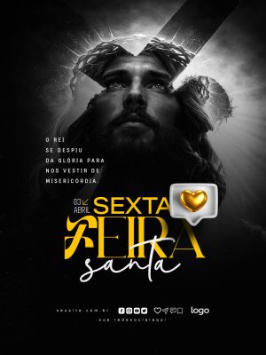 Sexta-feira Santa O Rei Vestir de Misericórdia Arte Religiosa PSD Editável