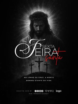 Sexta-feira Santa 03 Abril Imagem Religiosa Solene PSD Editável