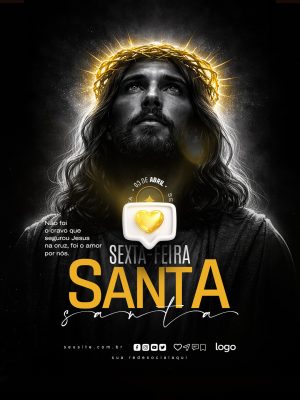 Sexta-feira Santa 03 de Abril Jesus Amor por Nós Flyer PSD Editável