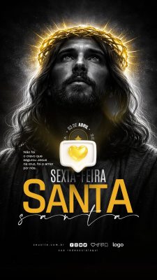 Sexta-feira Santa 03 de Abril Comemorando a Paixão de Cristo PSD Editável