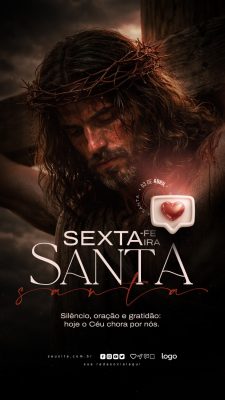 Sexta-feira Santa Silêncio Oração Gratidão Jesus Cristo PSD Editável