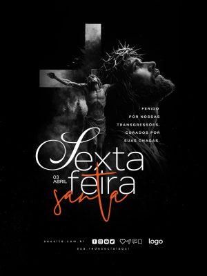 Sexta-feira Santa Ferido Por Nossas Transgressões Flyer Espiritual PSD Editável