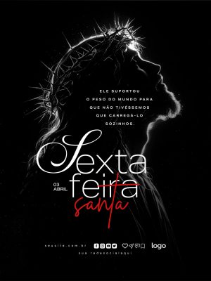 Sexta-Feira Santa Ele Suportou o Peso do Mundo PSD Editável