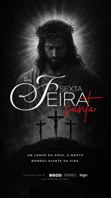 Sexta-feira Santa 03 Abril no Lenho da Cruz Arte Religiosa PSD Editável