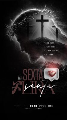 Sexta-feira Santa O Amor Venceu o Pecado Design Religioso PSD Editável