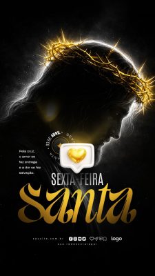 Semana Santa Sexta-Feira Santa Amor e Salvação PSD Editável