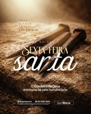 Sexta-feira Santa Sacrifício e Amor Arte com Pregos PSD Editável
