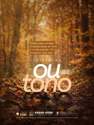 Outono Início da Estação 20 de Março Arte Outonal PSD Editável