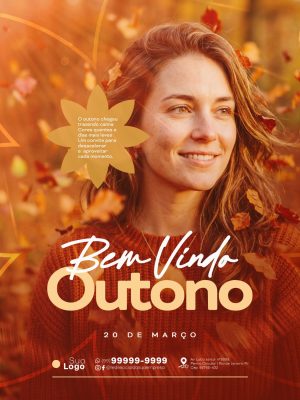 Outono Bem-Vinda Calma e Cores Quentes 20 de Março PSD Editável