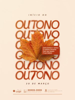 Outono 20 de Março Início da Estação Poster PSD Editável