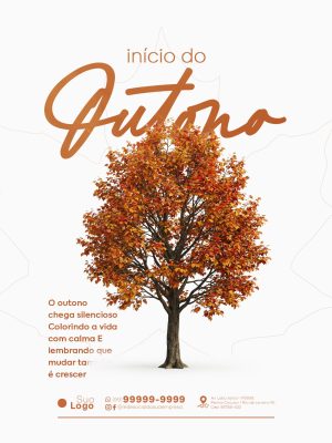 Início do Outono Colorindo a Vida com Calma Arte Social PSD Editável