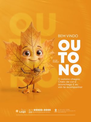 Outono 20 de Março Bem Vindo Cheio de Cor e Aconchego PSD Editável