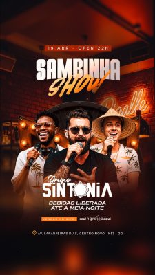 Story Flyer Próximos Shows Sambinha com Grupo Sintonia PSD Editável