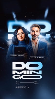 Story Flyer Gospel Domingo Venessa Santos e Felipe Ribeiro PSD Editável