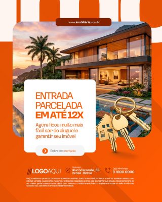 Imobiliária Imóvel Entrada Parcelada em Até 12x PSD Editável
