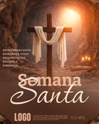 Semana Santa Luz Esperança Paz Reflexão PSD Editável