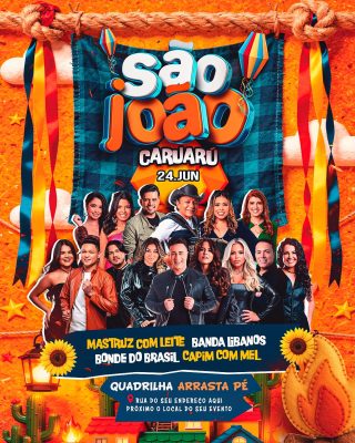 São João Caruaru 24 JUN Flyer de Evento com Bandas PSD Editável