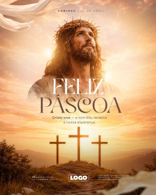 Páscoa Feliz Cristo Vive Celebre a Esperança PSD Editável