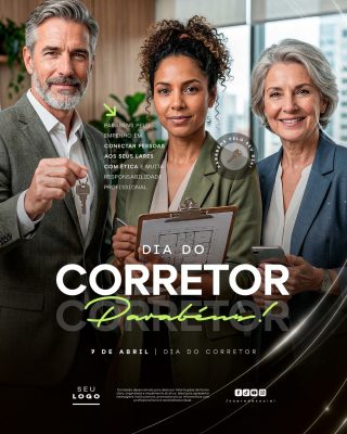 Dia do Corretor 7 de Abril Parabéns pelo Seu Dia PSD Editável