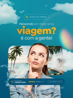 Agência de Turismo Pensando em fazer uma viagem? PSD Editável