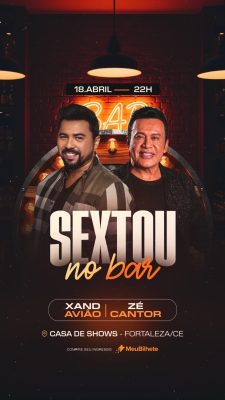 Música Sertaneja Sextou no Bar Xand Avião Zé Cantor PSD Editável