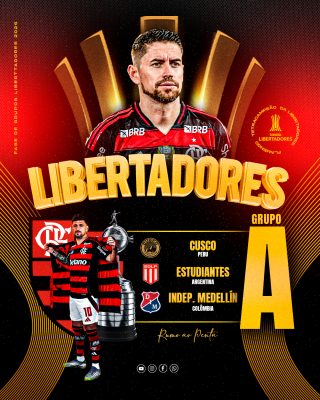 Fase de Grupos Libertadores 2026 Flamengo Template Esportivo PSD Editável
