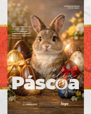 Páscoa Feliz Coelhinho FofoPSD Editável