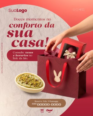 Páscoa Conforto Doces Momentos em Casa Banner Instagram PSD Editável