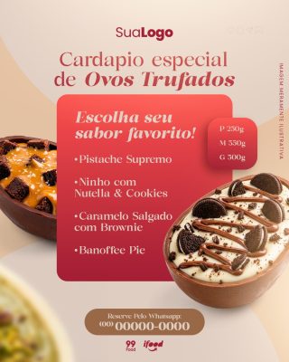 Cardápio especial de Ovos Trufados Escolha seu sabor favorito PSD Editável
