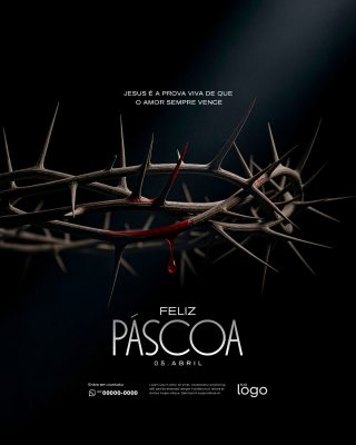 Feliz Páscoa - Pascoa Cristã - PSD Editável