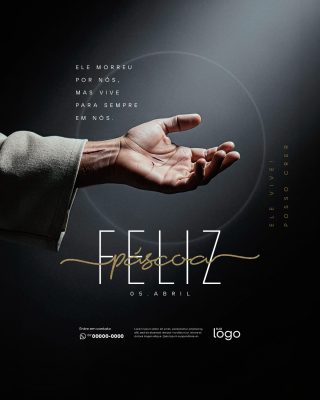 Feliz Páscoa - Pascoa Cristã - Easter - PSD Editável