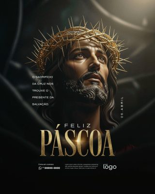 Feliz Páscoa - Pascoa Cristã - Easter - PSD Editável