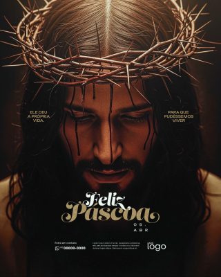 Feliz Páscoa - Pascoa Cristã - PSD Editável