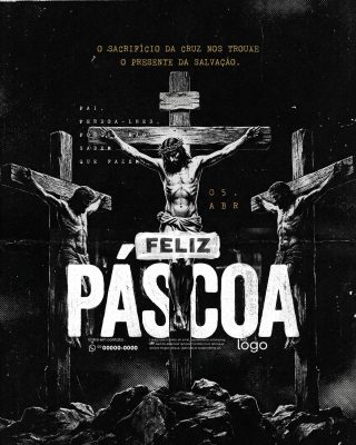 Feliz Páscoa - Pascoa Cristã - Easter - PSD Editável