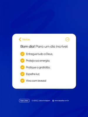 Bom Dia Recado Inspirador para um Dia Incrível PSD Editável