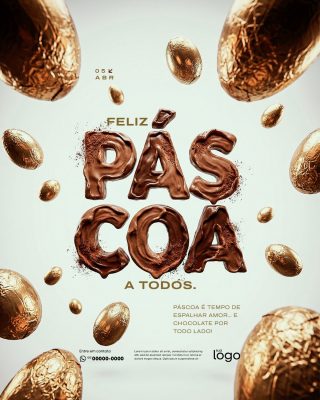 Feliz Páscoa - Ovos de Páscoa - Easter - PSD Editável